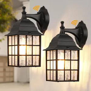 2-Pack Dusk to Dawn Wall Lights, Sensor Exterior Light Fixtures, Porch Lights, Black Waterproof Wall Sconces, Outside Lighting for, Front Door