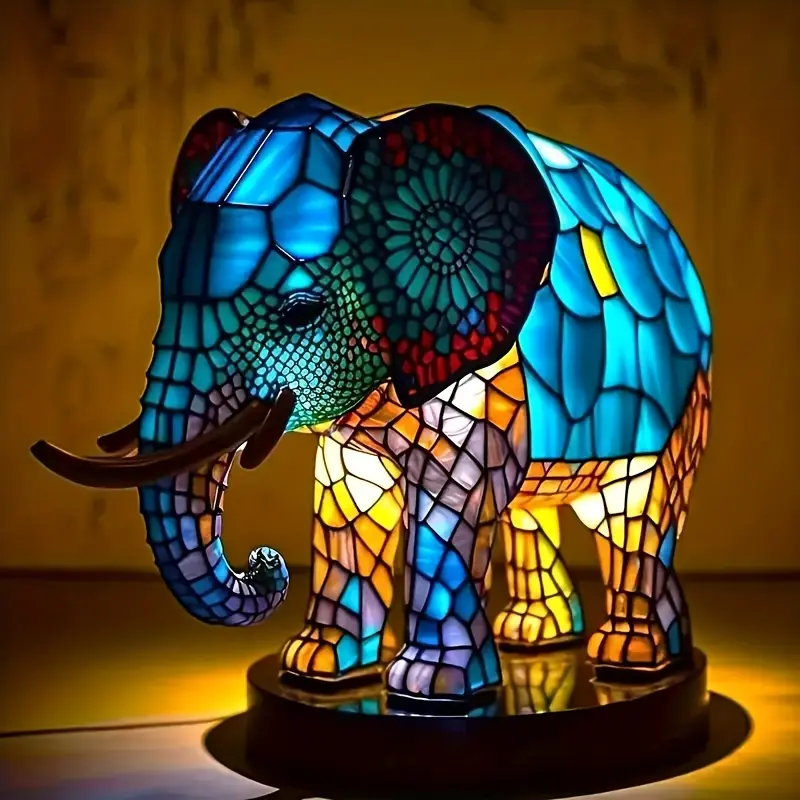 3D Bohemian Elephant LED Night Light - USB-Powered Low-Voltage Resin Animal Table Accessory, Warm Glow Bedside Ambient Decoration Lamp, Christmas Home Decor Gift Item