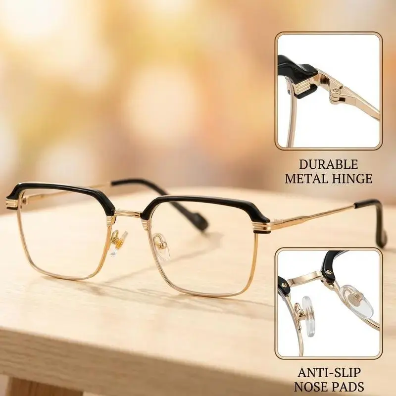 2026 New Reading Glasses (+1.00 to +4.00 Diopters), with HD Blue Light Filter, Semi-Rimless Ergonomic Design, Unisex