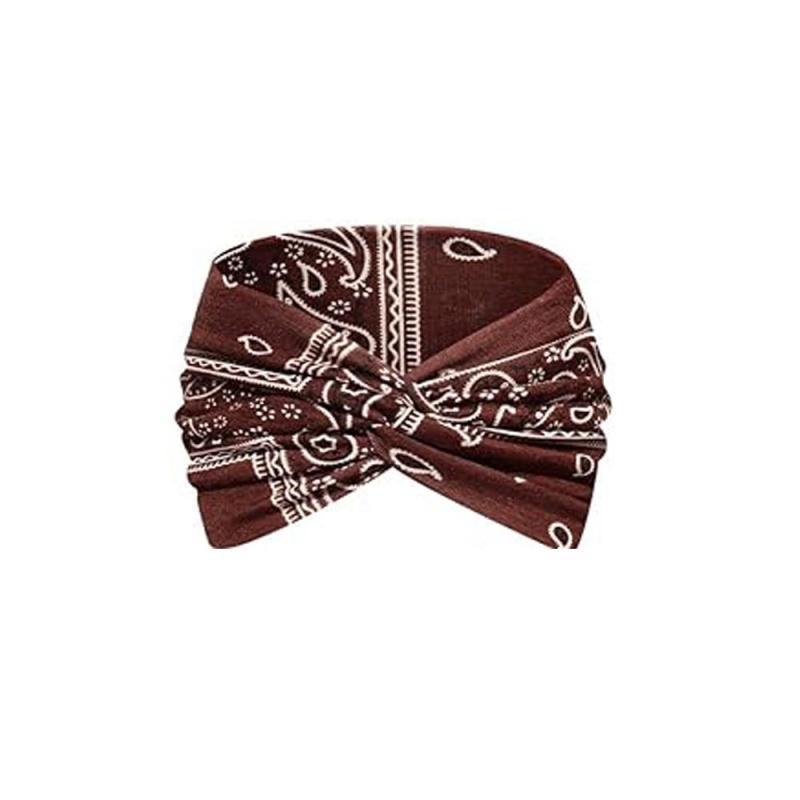 Boho Bandana Headband For Women 4pcs Wide Knotted Turban Head Wraps Cute Scarf Hairband Paisley Fashion Hair Wrap Bands Workout Accessories 4 Pack