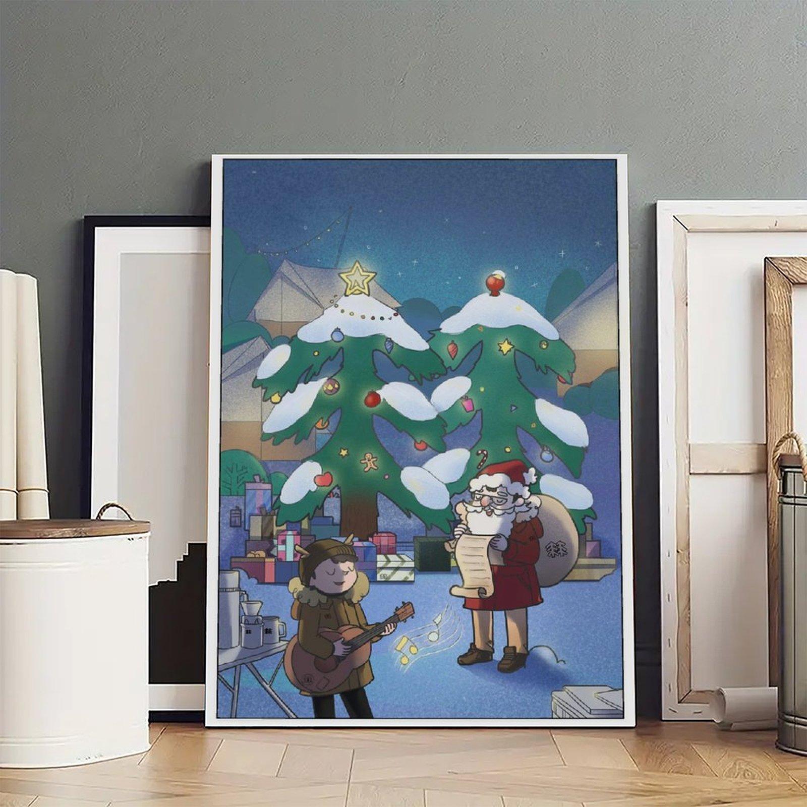 Christmas Poster Christmas Tree Santa Poster Decorative Painting Canvas Wall Art Picture Print Modern Family Bedroom Decor