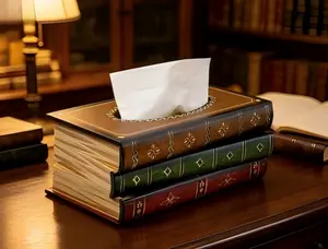 Classic vintage wooden tissue box cover with an antique, timeless design. Rectangular paper napkin holder and dispenser, suitable for home decoration in bathrooms, living rooms, offices, cars and kitchens.