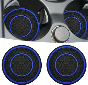 Cup Coaster Universal Automotive  Non-Slip Cup Holders Sift-Proof Spill Holder  Interior Accessories 2 Pack Black & Blue