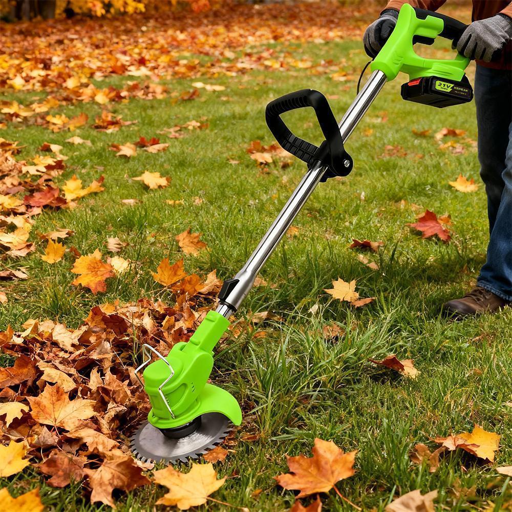 KEPEAK High-Efficiency Cordless Grass Trimmer - Battery-Powered Weed Eater & Brush Cutter Tool with 3 Blades, 68db Quiet Run, Portable, Lightweight Ergonomic Grass Trimmer Handle for Garden Yard Trimming, Ideal for Fathers