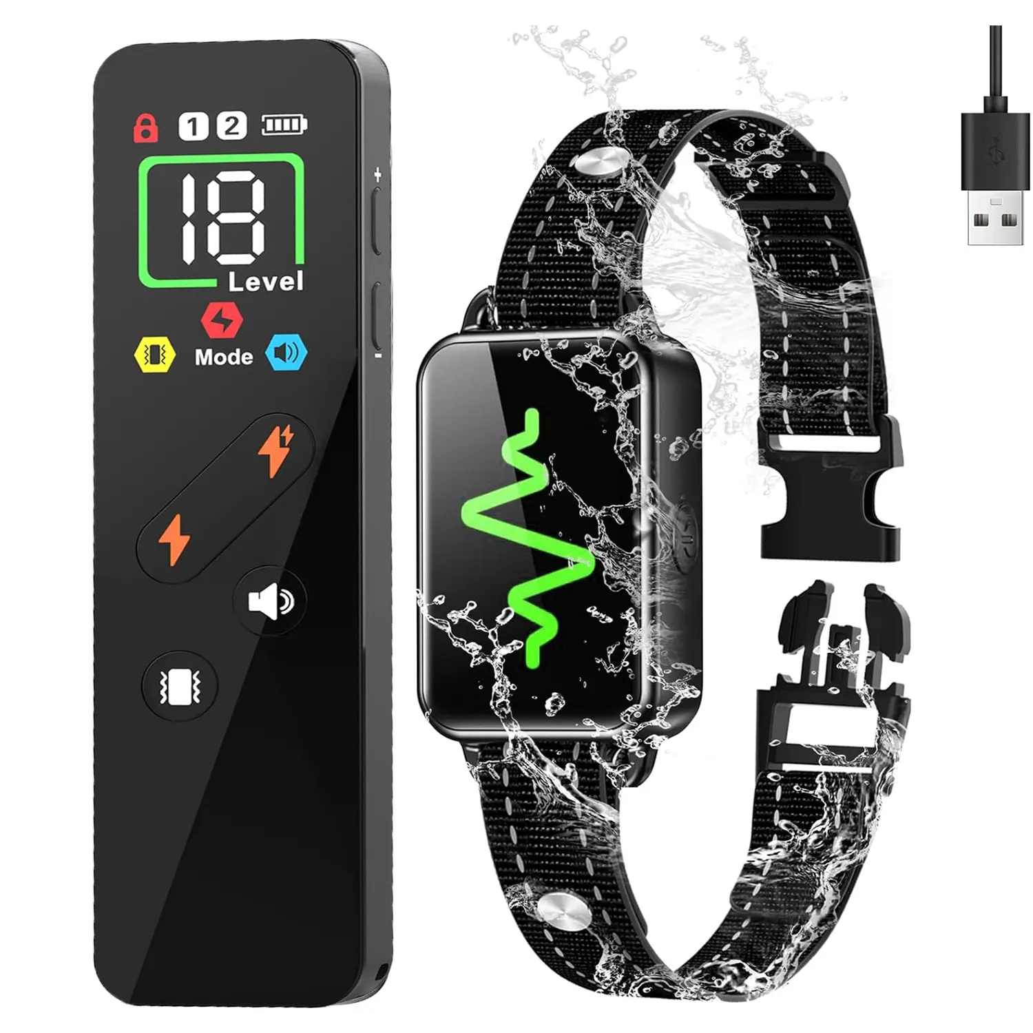 Dog Training Collar With 4 Training Modes, 3300Ft Dog Training Collar Dog Bark Collar With Remote,Rechargeable Waterproof Pet Trainer Fits Neck Sizes 8-25 inches(8-120LBS Dog)