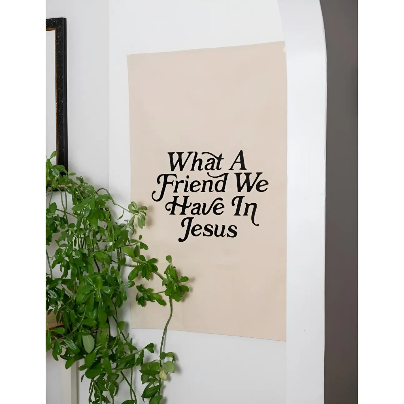 Christian Motif Decorative Art Tapestry - "What a Friend in Jesus" Solid Color Shabby Chic Vintage Room Decor, Accessible Artwork Tapestry for Home Wall Decor, Decorative Art Tapestries