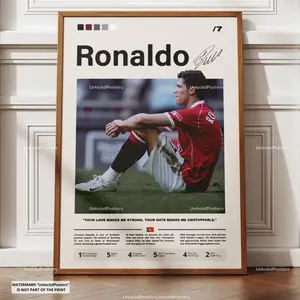 Cristiano Ronaldo Poster, Man Utd Decor, Ballon d'Or Winner, Manchester United Football Print, Portuguese Football WallArt, Ronaldo Football