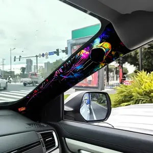 Jdm Car Interior A-Pillar Modification Kit, Punk Style Self-Adhesive Elastic Patch, Universal Fit Upgrade Sticker Set, Decal For Cars