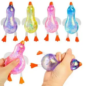 Stisfaying Squishy Duck Gel Stress Toy - Assorted Colors with Glitter Finish for Kids and Adults