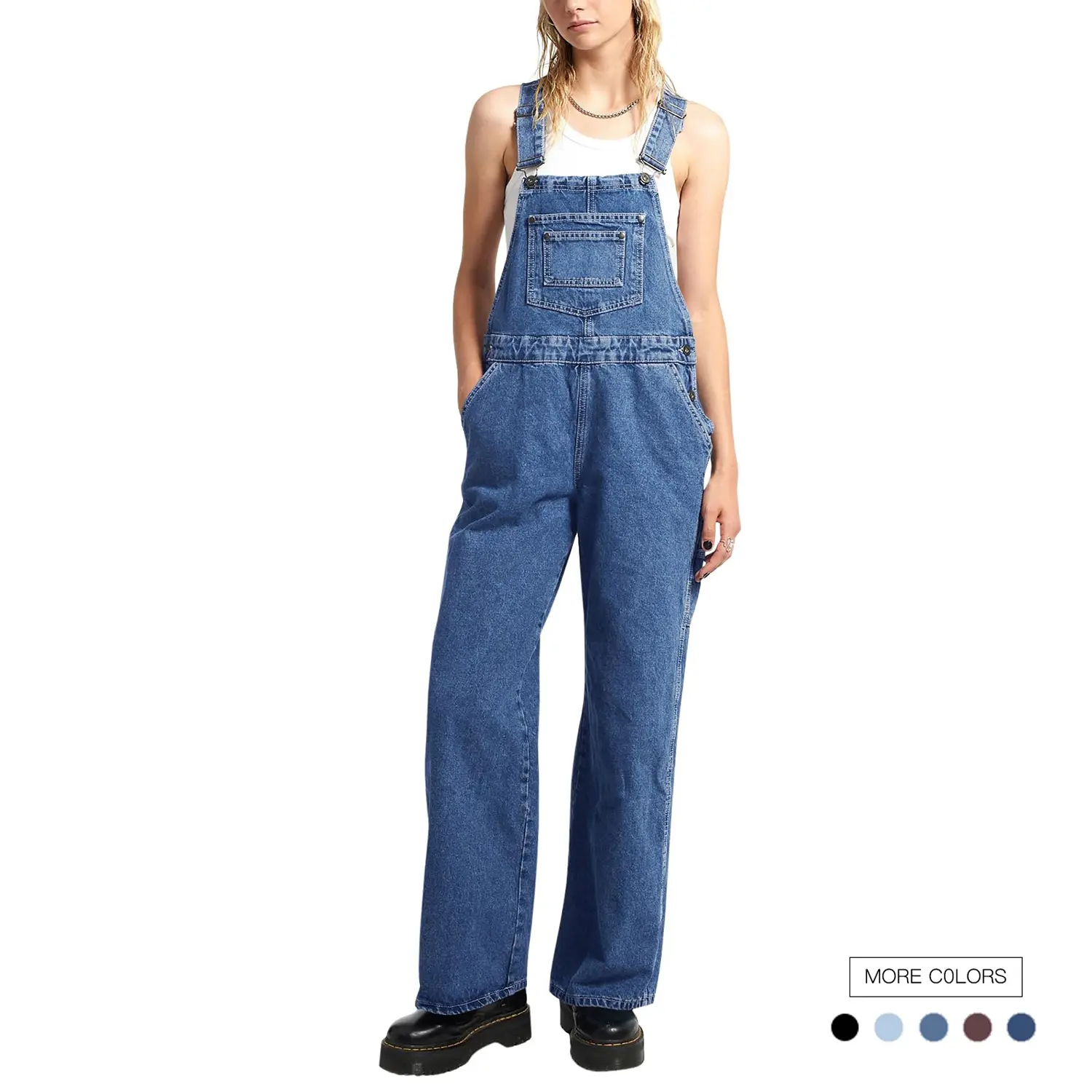 Danedvi Women's Vintage Strappy Cotton Stretchy Fitted Sleeveless Denim Overalls - Adjustable Bib Pants, Japanese Style, Plus Size, Casual Comfortable Fabric, Everyday Dress Pairing with Blouse/T-Shirt