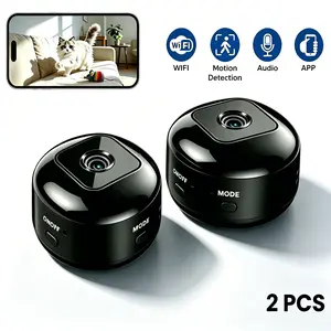 2PCS Mini Smart Home Security Camera, 2.4G WiFi Wireless Cam with Night Vision, Motion Detection, Two-Way Audio, Phone App Live View, 360° Magnetic Mount, USB Powered, SD & Cloud Storage for Baby Pet Car Indoor Monitoring