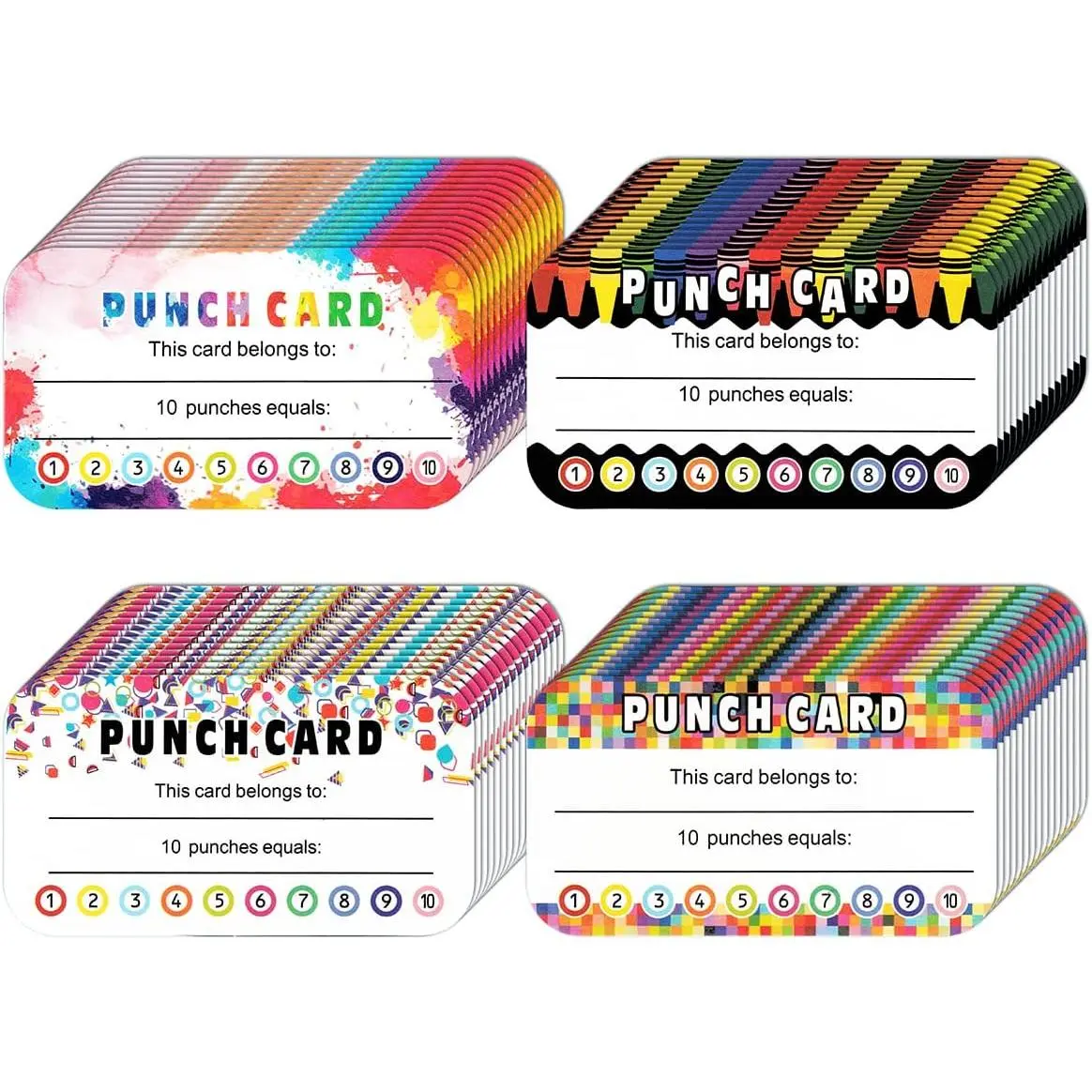 320 count Punch Cards Incentive Student Reward Card Awards Loyalty Cards for Classroom  Behavior Teachers Students Business Punch 3.5 x 2 Inch(4 Styles)