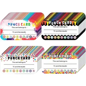320 count Punch Cards Incentive Student Reward Card Awards Loyalty Cards for Classroom  Behavior Teachers Students Business Punch 3.5 x 2 Inch(4 Styles)
