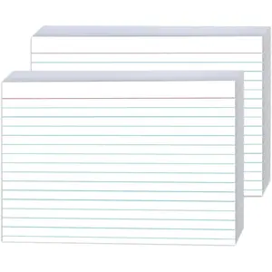 50 Pack 5x7 Ruled Index Cards - White Lined Flash Cards for Studying, Note Taking & Office Organization,  Note Cards for School & Work