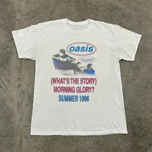 Retro Oasis Lake Lochmore Knabwoth Tour 1996 Unisex White T-Shirt, Sizes S-5XL