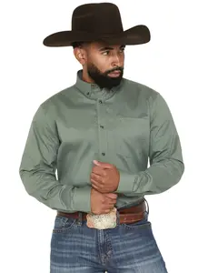 Cody James Men's Basic Solid Long Sleeve Button-Down Stretch Western Shirt - Cjsp26w17-Sag