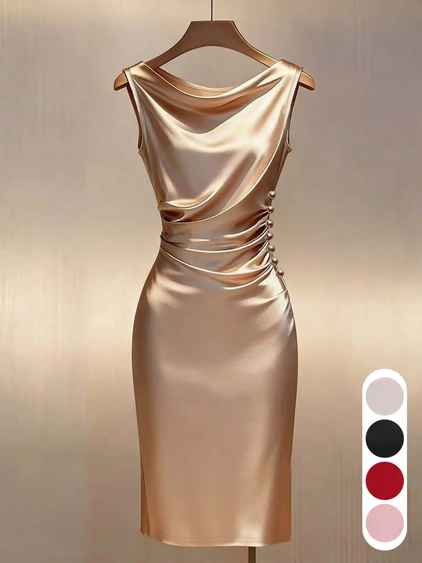rose gold dress near me Tea Length Rose Gold Sequin Dress main image 1