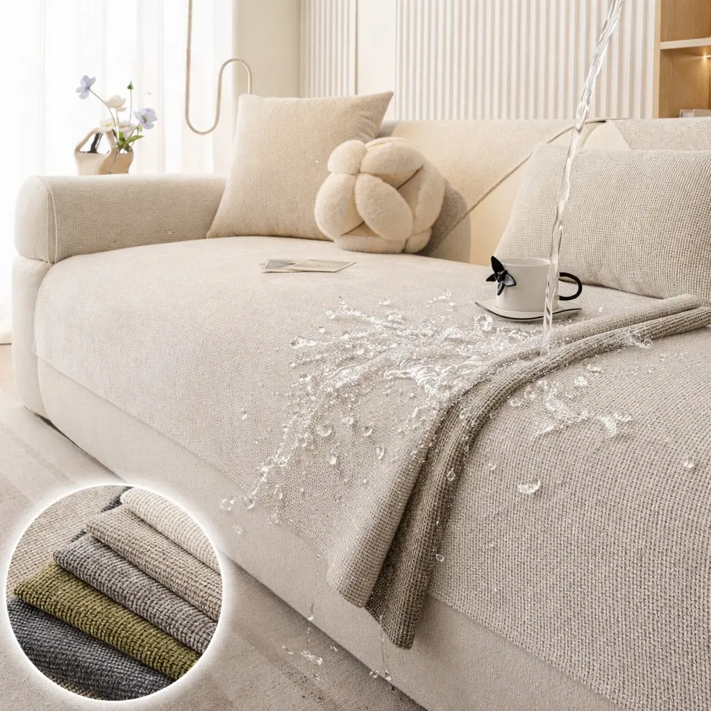 Waterproof Sofa Cover, Dustproof Sofa Cover, Water Proof Couch Covers, Solid Color Sofa Cushion Cover, Soft Non-Slip Couch Cover For Pets, Washable Furniture Protector for 2/3/4 Seats, Sofa Slipcover