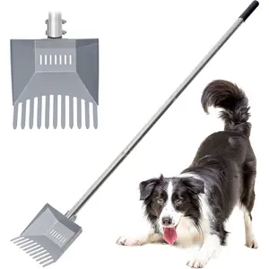 Heavy Duty Pooper Scooper 66in Tempered Spring Steel Scoop Long Stainless Steel Handle Dog Pooper Scooper for Large Dogs Outdoor Pet Waste Removal Shovel