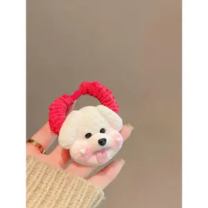 Cute Dog Hair Scrunchies for Girls, 3D Puppy Hair Ties, Kawaii Hair Accessories for Women, Soft Elastic Ponytail Holders