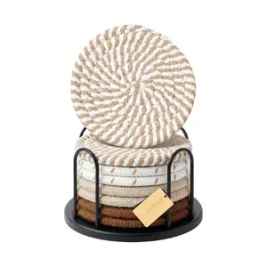 Lazebox Coasters Set of 8 for Drinks, 4 Inch Large Coasters for Coffee Table, Tabletop Protection for Hot & Cold Drinks, Versatile Coasters for Home Decor, Non-Slip & Easy to Clean, Coffee