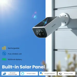 Wansview 2.4Ghz WiFi Home Security Camera, Easy to Install, Solar Powered Continuous Power, Wireless Outdoor Cam, 2K Color Night Vision, Waterproof, Supports SD/Cloud Storage, Works with Alexa & Google Home, Cámara de Seguridad