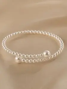 Elegant Adjustable Imitation Pearl Beaded Bracelet with Geometric Design Exquisite Fashion Accessory for Everyday Use Parties & Vacations Vintage Style Stylish Open Bracelet Ideal Gift Unisex Zinc Alloy