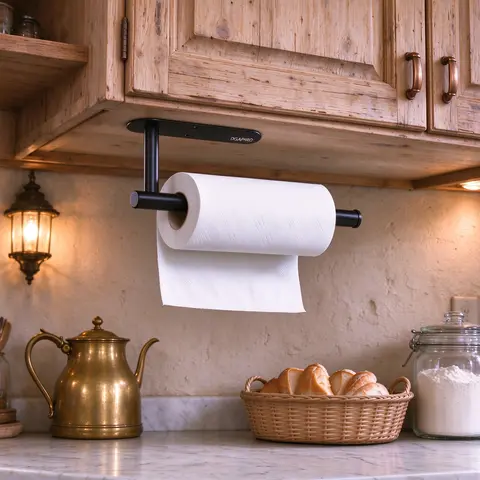 DGAPHRO Paper Towel Holder, 13" Durable Stainless Steel Paper Towel Holder Under Cabinet, Adhesive Wall Mount or Drilling Paper Dispenser for Kitchen, RV, Space-Saving Easy Installation for Rolls, Plastic Wrap & More.