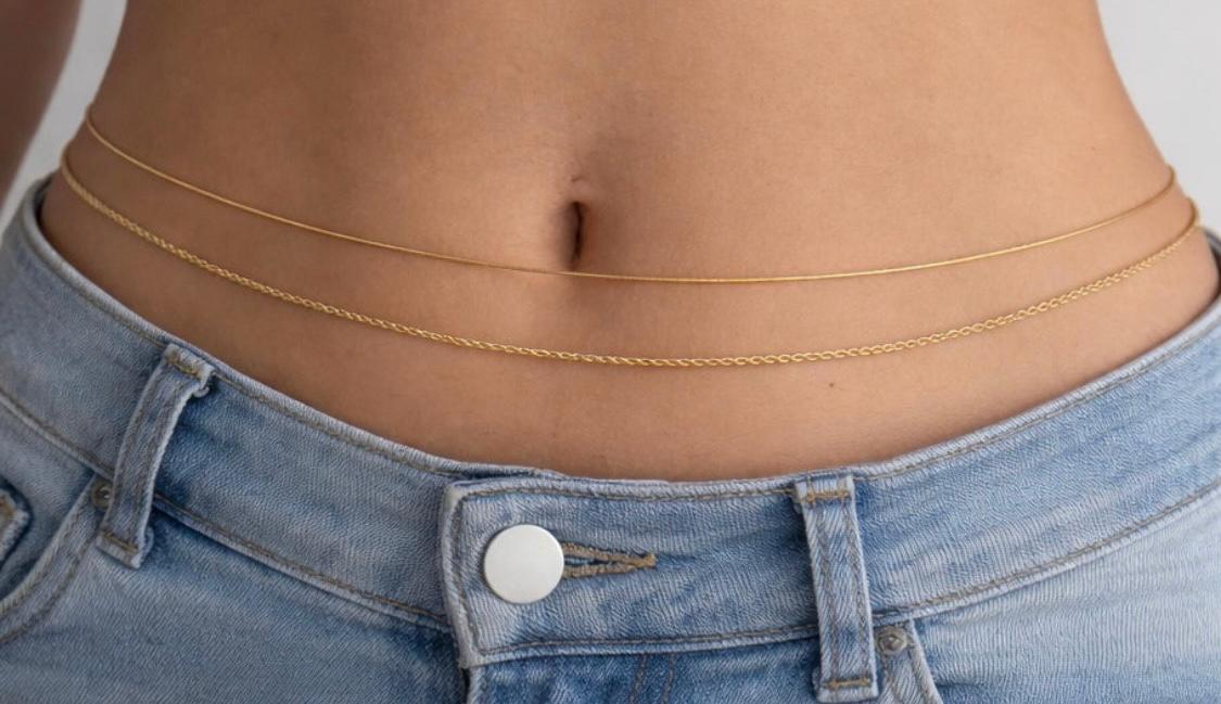 Gold Waist Chain for Women – 18K Gold Plated 316L Stainless Steel | Waterproof Belly Chain | Aesthetic Body Jewelry | Viral TikTok