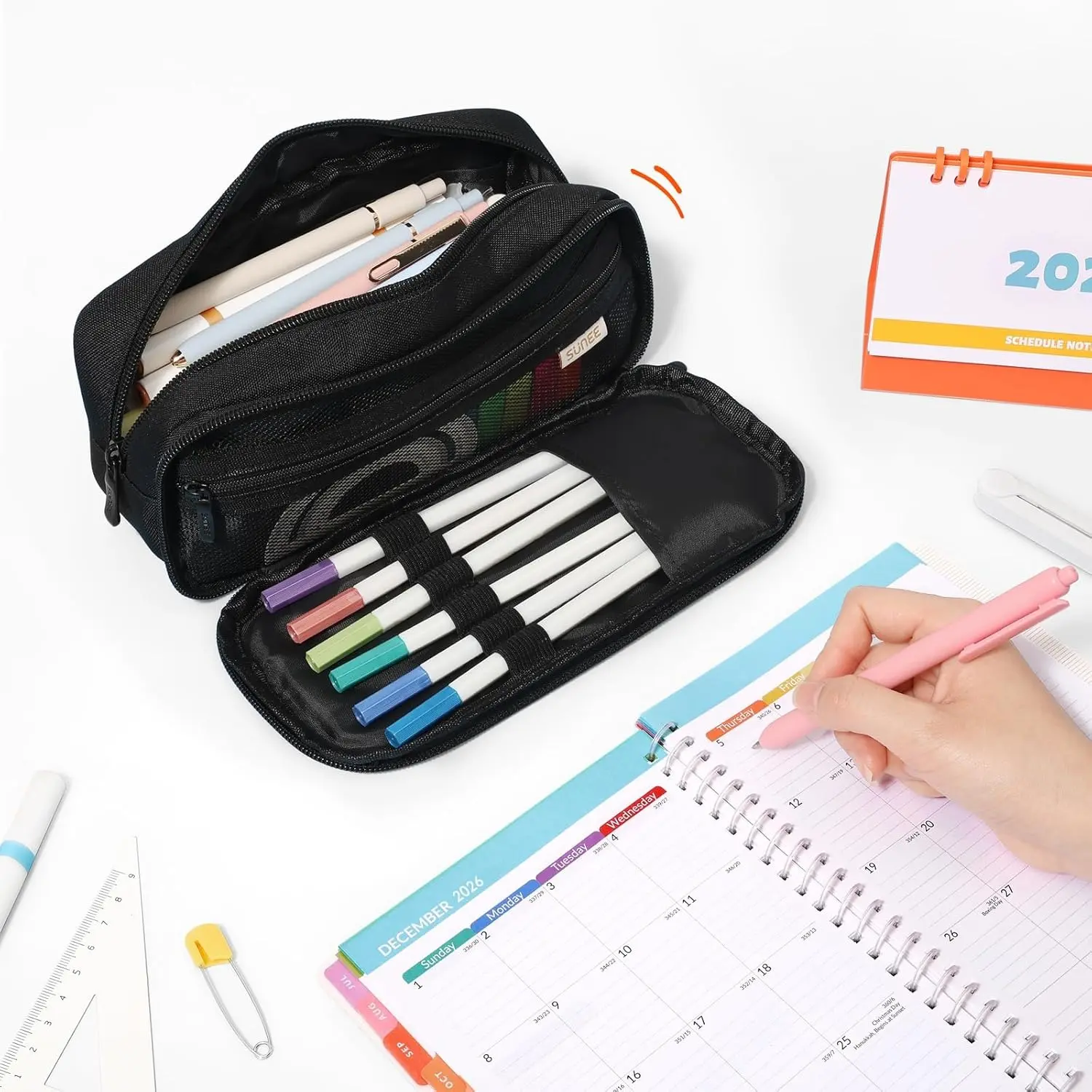 Large Capacity Pencil Case, 6 Compartments Big Pencil Pouch Storage Bag for Aesthetic School Supplies Teen Boys Girls College