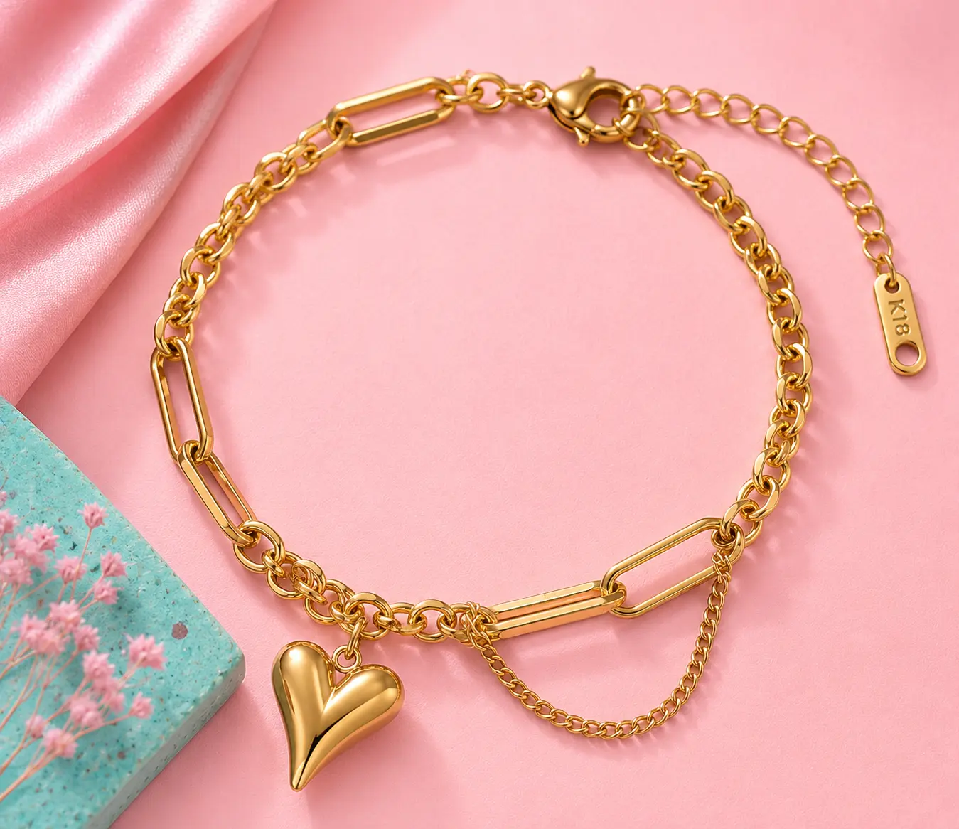 The heart of Milan Bracelet ORO laminado 18K hipoalergenica  resistente al agua