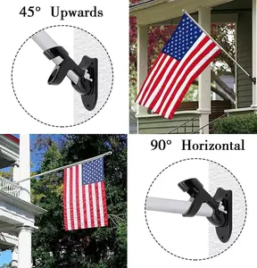 Flag Pole Holder Mounting Bracket, 2 Position House Flag Pole Bracket, Heavy Duty Aluminium Mount  Stainless Steel Kit Organiser Shiny Organiser Shiny