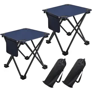 Camping Stool 2 Pack,13.5 Inch Portable Folding Stool for Outdoor Gardening and Beach Hiking Fishing,Foot Stool with Carry Bag (Blue)