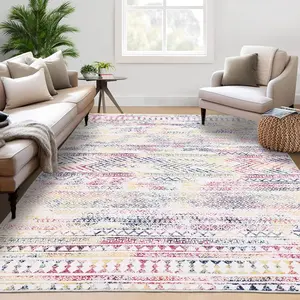 GARVEE Washable 4x6 Area Rug For Living Room Soft Bedroom Indoor Throw Mats Non Slip Office Rug Low Pile Stain Resistant Rug, Multicolor