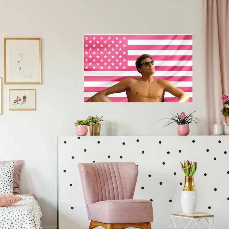 Cooper Koch Flag - Tapestry - Nicholas Chavez Tapestry Pink USA Tapestry Flag - Wall room decor - backdrop banner