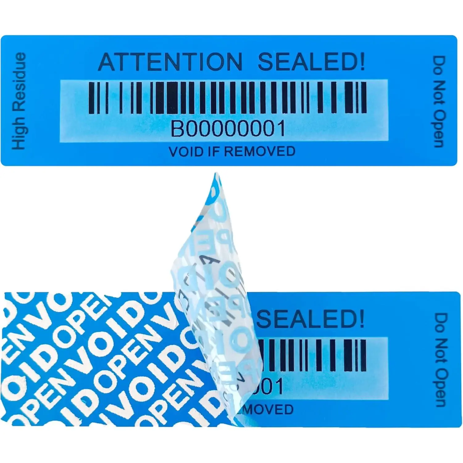 120 count Tamper Proof Label Sticker with Bar Code Total Transfer  Warranty Void Seals/Stickers for  Package with Serial Number(1 x 3.4Inches,Blue)