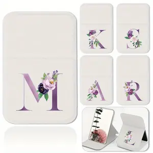 1pc Foldable Desktop Makeup Mirror - Anti-Slip Durable, Portable Pocket-Sized Vanity Accessory with Floral Initial Design (A-Z) for Travel, Business Trips & On-the-Go Use, Compact & Stylish for Family & Personal Use, Travel Hand Mirrors