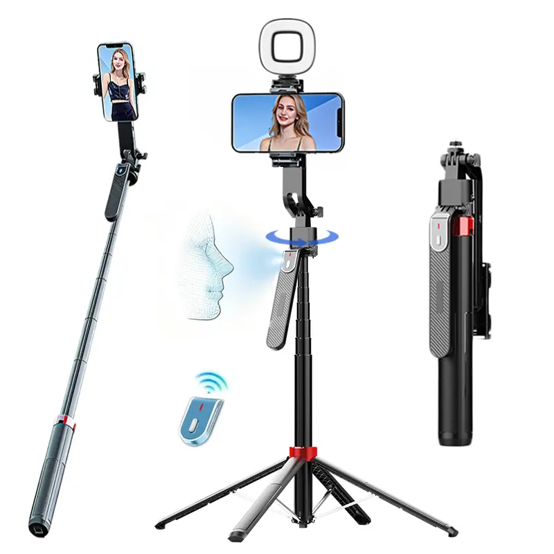 70.8inch Auto Face Tracking Tripod for iPhone/Cell Phone/Android/Camera with Light and Remote, 360°Rotating Tripod Selfie Stick for Tiktok Live Streaming Video Recording