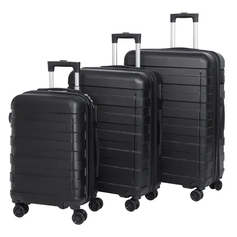 Segawe 3-Piece Expandable Hardshell Rolling Luggage Travel Set - Durable ABS Plastic, Lightweight Carry On with Spinner Wheels, Scratch-Resist Shell, 15% More Room, Sizes:14.9x9.2x22.5 in,17.5x10.4x26.3 in,30 in, Black for International Travel