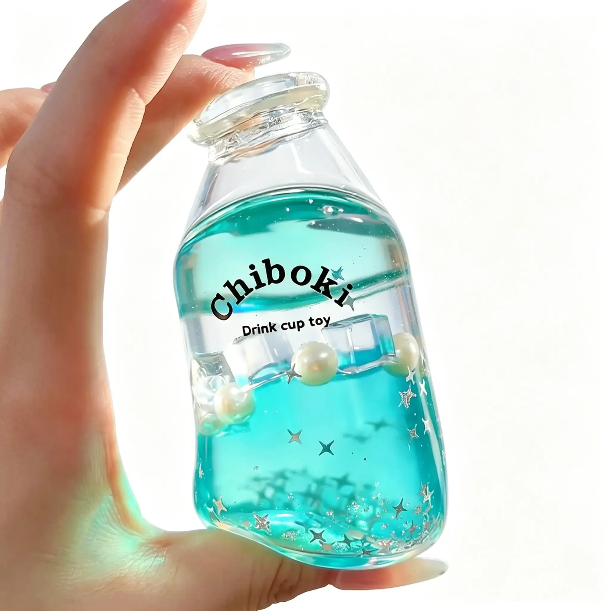 Bottle Liquid Squishy Squeeze Toy, Squishy Stress Ball Fidget Toy, Water Oil Separation Floating Glitter Flower Charms, Silent ASMR Stress Relief Novelty Toy For Girls, Boys, Teens & Adults