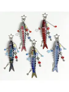 Ocean small fish multi-jointed lure keychain accessory, bionic fish bait keychain
