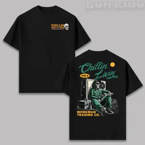 Chillin For A Livin HVAC Technician T-Shirt 2 Sided, Funny HVAC Worker Graphic Tee Blue Collar Workwear Style, Casual Wear, For Men, Gift for HVAC Technicians