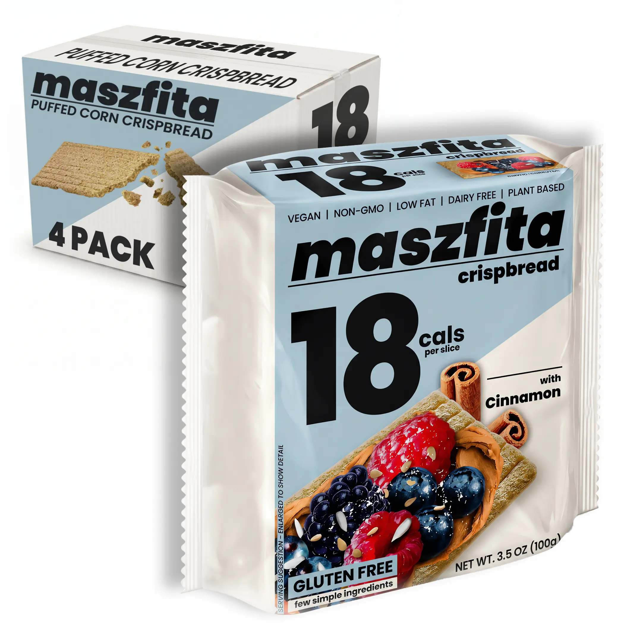 Maszfita With Cinnamon 18 Calorie Puffed Corn Crispbread Lightly Seasoned
