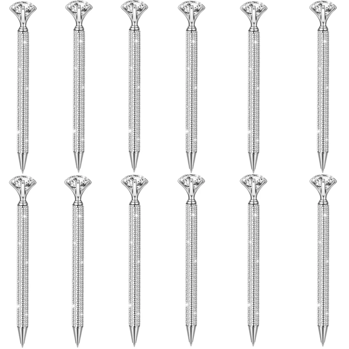 A Set of 12 Pcs Big Diamond Pens with Crystal Bling Rhinestone,Metal Glitter Diamond Ballpoint Black Ink Pens,Wedding Bridal Shower Favors for Birthday Halloween Christmas Party Gifts,Hand Tools Kits