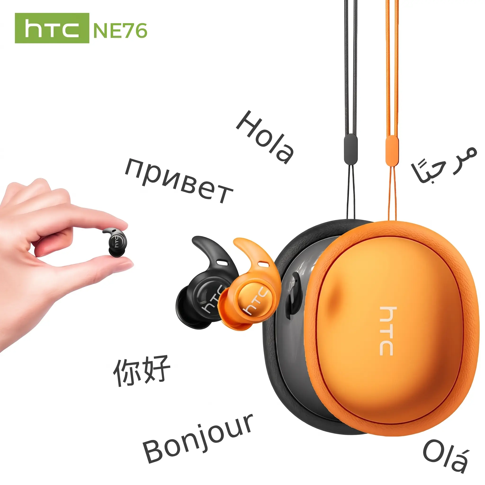 HTC NE76 Translator Mini Invisible Flathead Sleep Noise Cancelling Wireless Earbuds, No Ear Pressure for Side Sleepers, 135 Language Translation, Bluetooth 6.0, Compatible with iPhone & Android