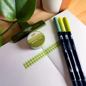 Matcha Gingham - Washi Tape for Journaling