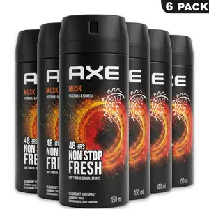 AXE Musk Deodorant Body Spray 6 Pack (5.08oz/150ml) Cinnamon & Amber - 48-Hour Non-Stop Fresh