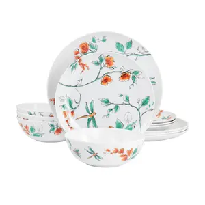 Martha Stewart 12-Piece Dragonfly Melamine Dinnerware Set