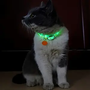 Adjustable Glowing 5-Pack Pet Collars - Rubber Material Animal Print Safety Night Light Cat Collar Set with Bell Durable dog accessories