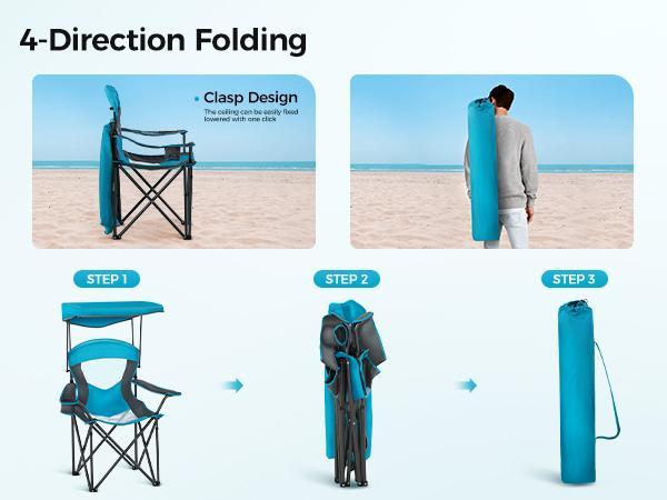 ALPHA CAMP Heavy Duty Canopy Lounge Chair Sunshade Hiking Travel Chair with Cup Holder Camping Equipment